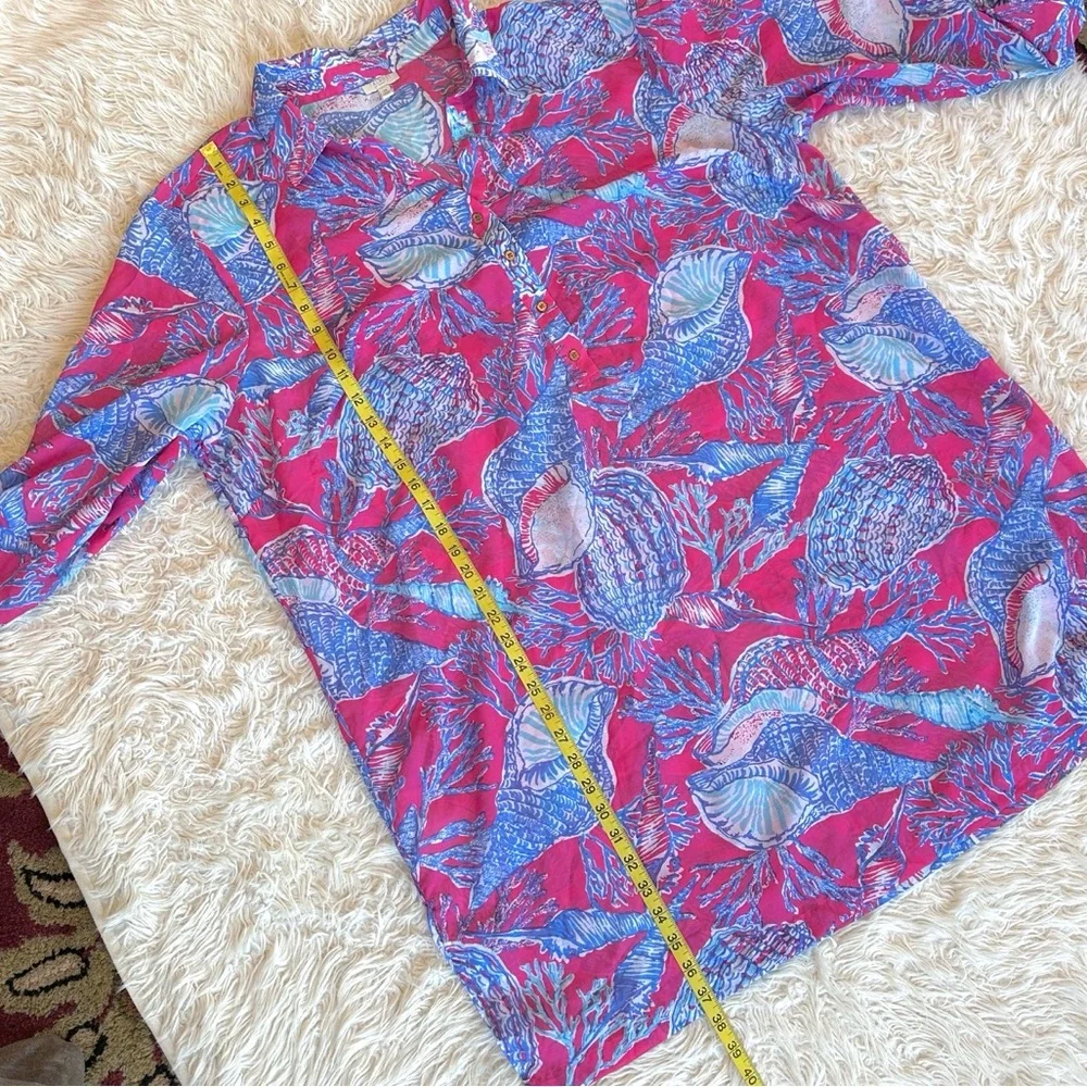 Talbots pink & blue seashell sheer swim beach coverup 3X - Picture 7 of 13
